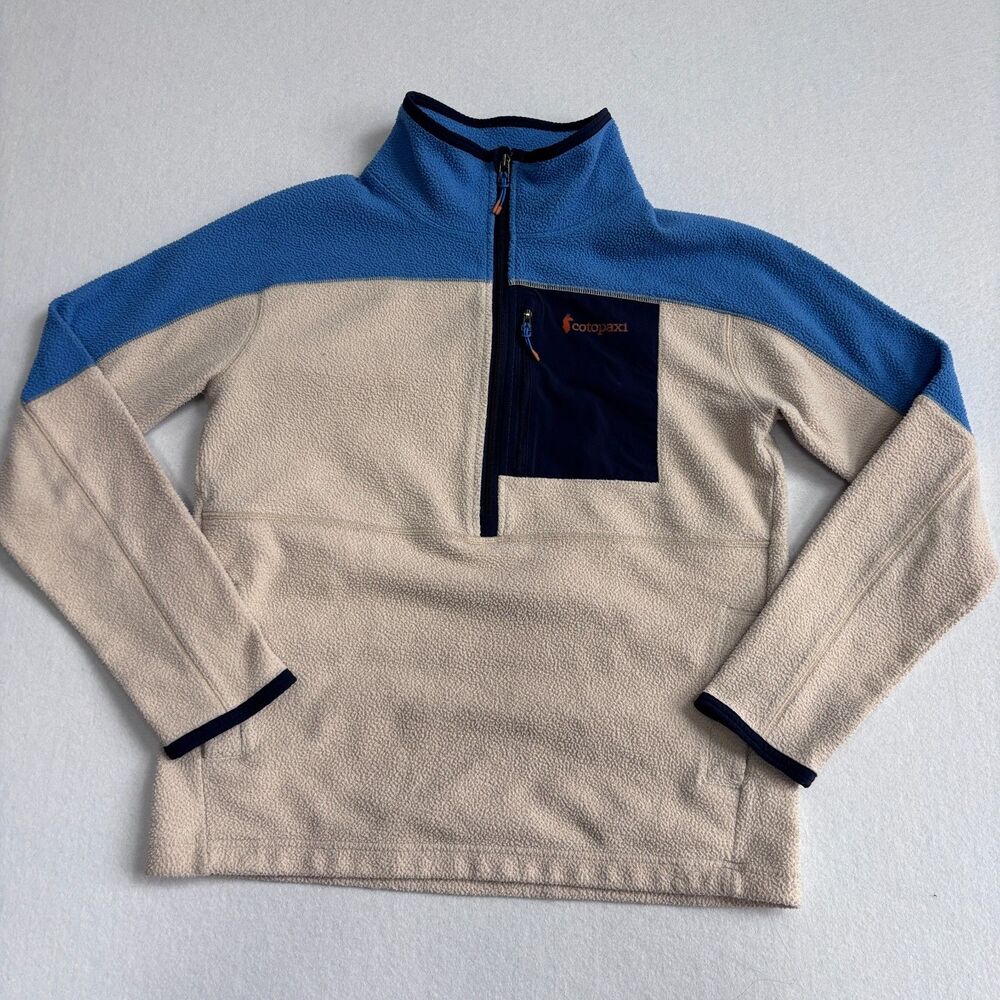 Cotopaxi Abrazo Half-Zip Fleece Pullover Women's M Cream Blue Hike Camp Gorpcore